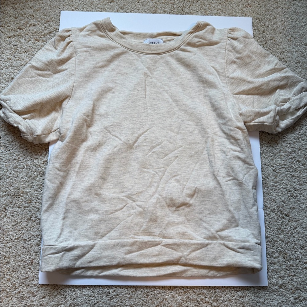 Evereve Cream Short Sleeve Top